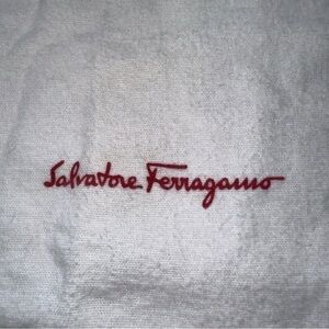Salvatore FERRAGAMO Dust Cover Bag Shoes Handbags Authentic white with Red Logo